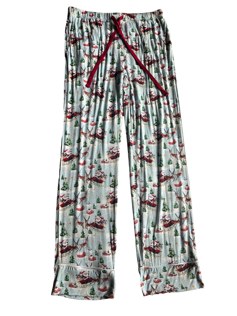 Posh Peanut Light Blue Santa & Tree Holiday Pajama Set - Picture 2 of 6
